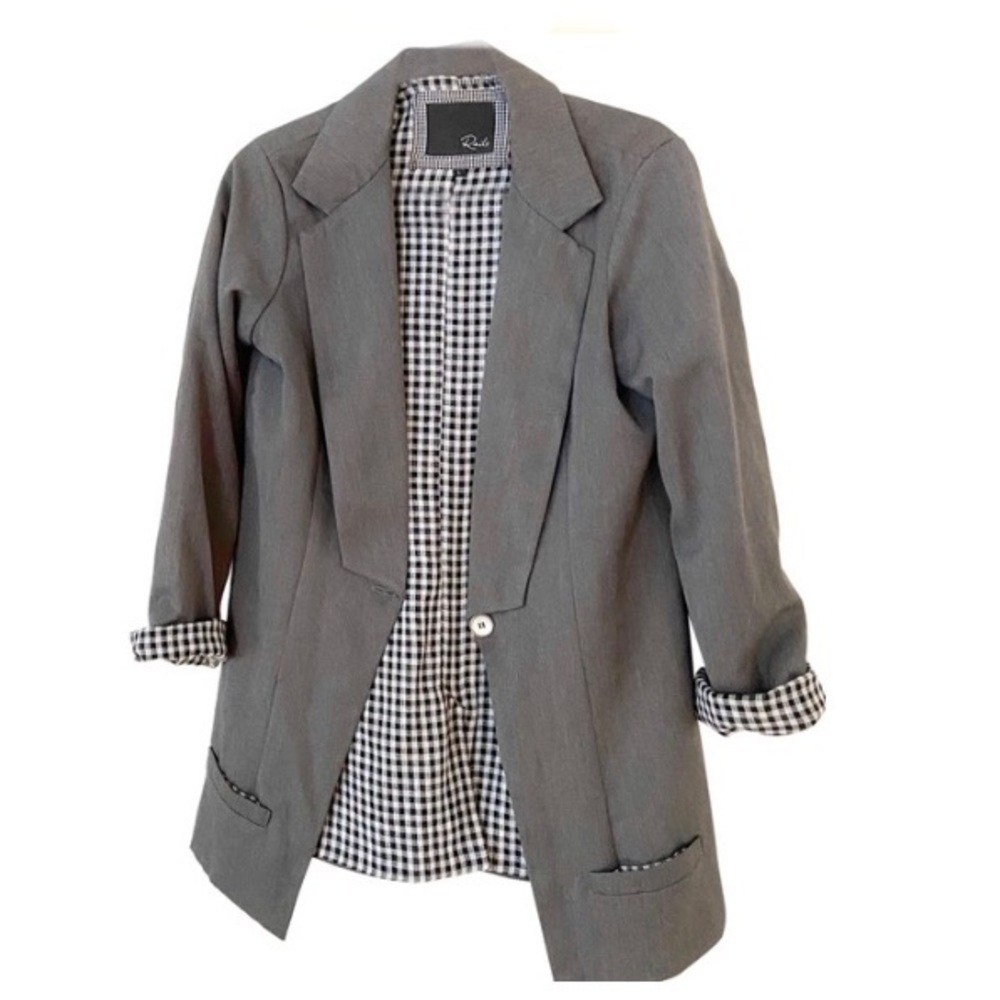 Rails Grey One Button Oversized Boyfriend Blazer